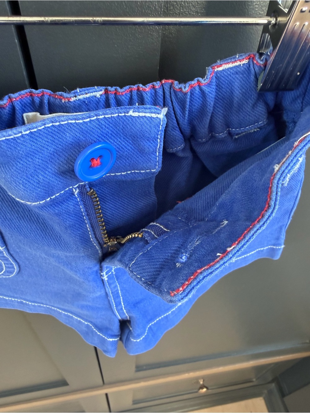 Mini Boden Royal Blue Cotton Girls' Shorts with Red Stitching 3 - Picture 5 of 7